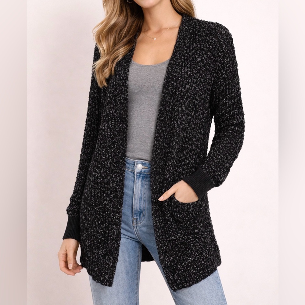 Express Black Open Front Knit Cardigan Sweater Medium